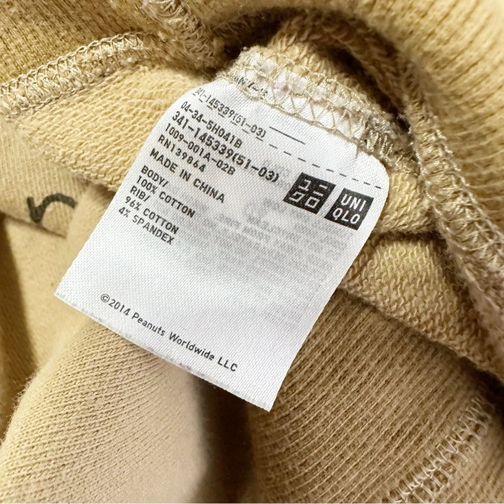 Uniqlo Peanuts Tan and Brown Crewneck with Snoopy Graphic Sweatshirt S - Picture 8 of 9